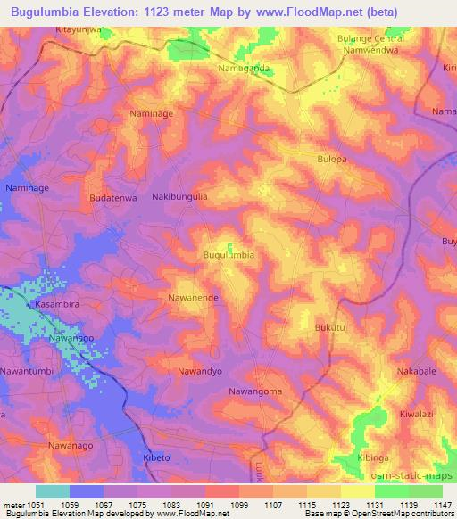 Bugulumbia,Uganda Elevation Map
