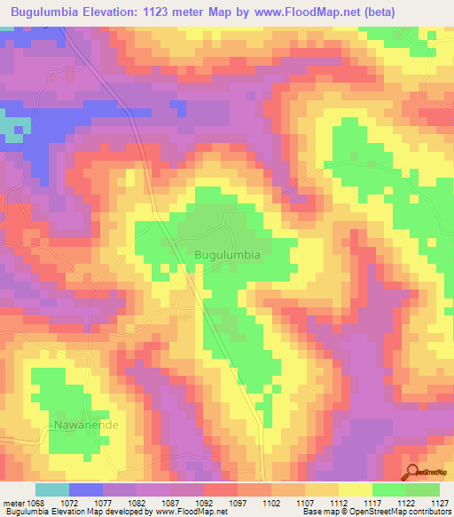Bugulumbia,Uganda Elevation Map