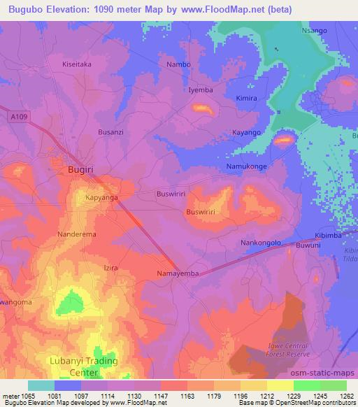 Bugubo,Uganda Elevation Map