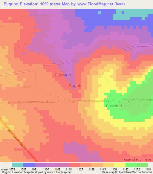 Bugubo,Uganda Elevation Map