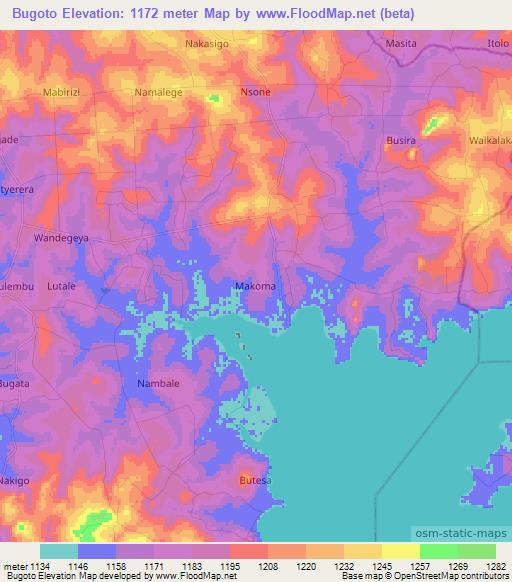 Bugoto,Uganda Elevation Map