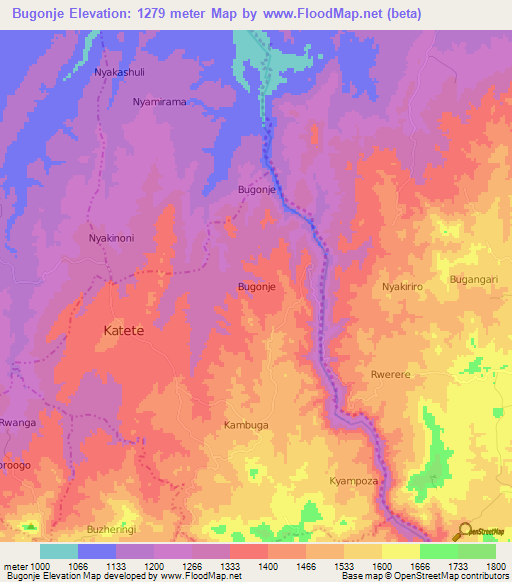 Bugonje,Uganda Elevation Map