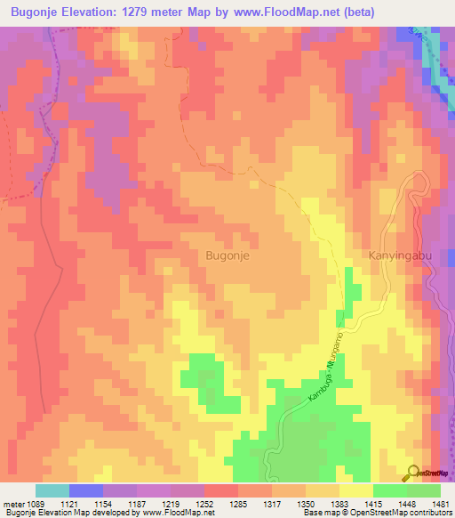 Bugonje,Uganda Elevation Map