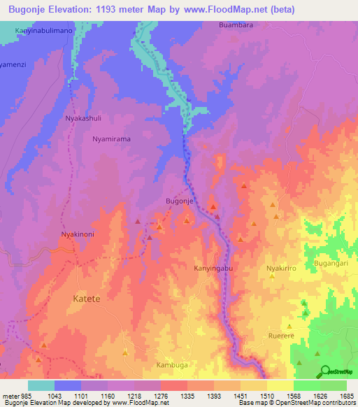 Bugonje,Uganda Elevation Map