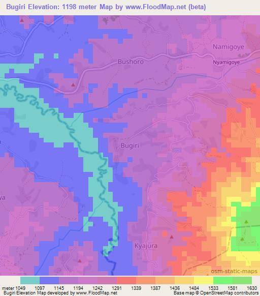 Bugiri,Uganda Elevation Map