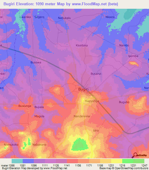 Bugiri,Uganda Elevation Map