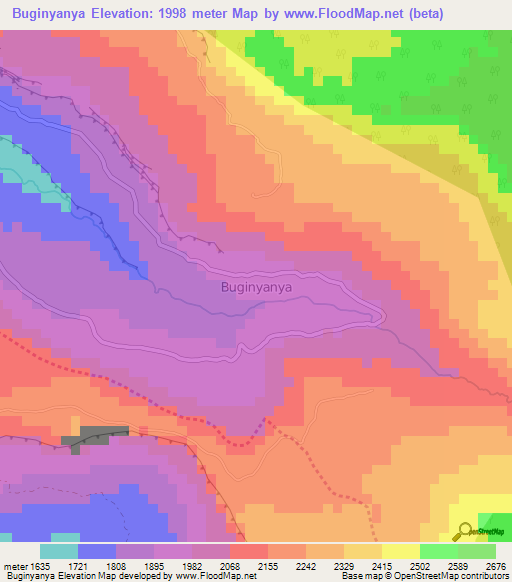 Buginyanya,Uganda Elevation Map