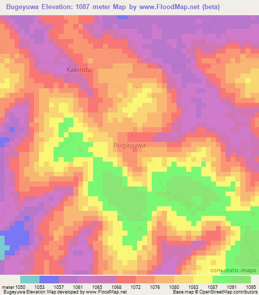 Bugeyuwa,Uganda Elevation Map