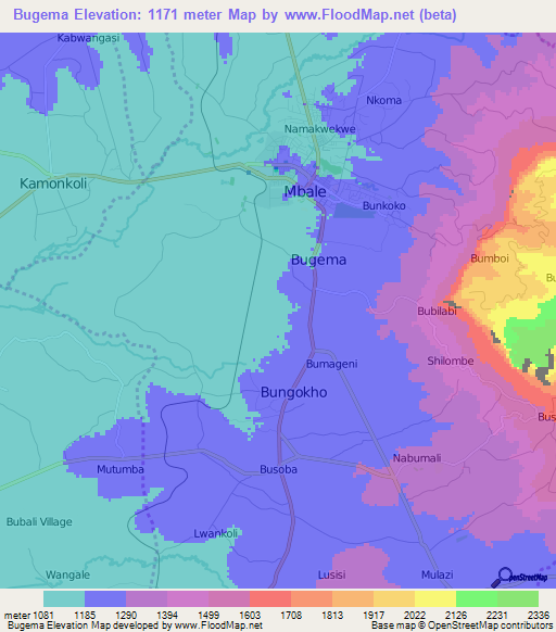 Bugema,Uganda Elevation Map
