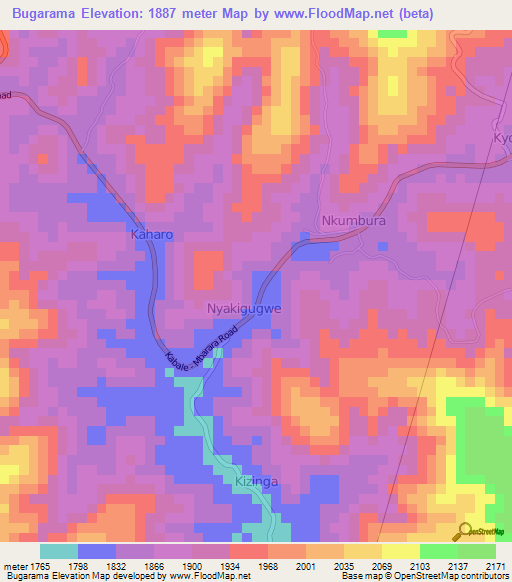 Bugarama,Uganda Elevation Map
