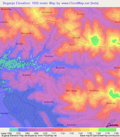 Buganja,Uganda Elevation Map