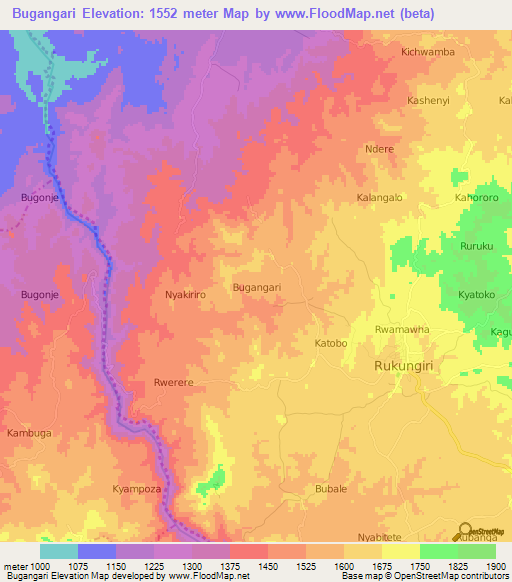 Bugangari,Uganda Elevation Map