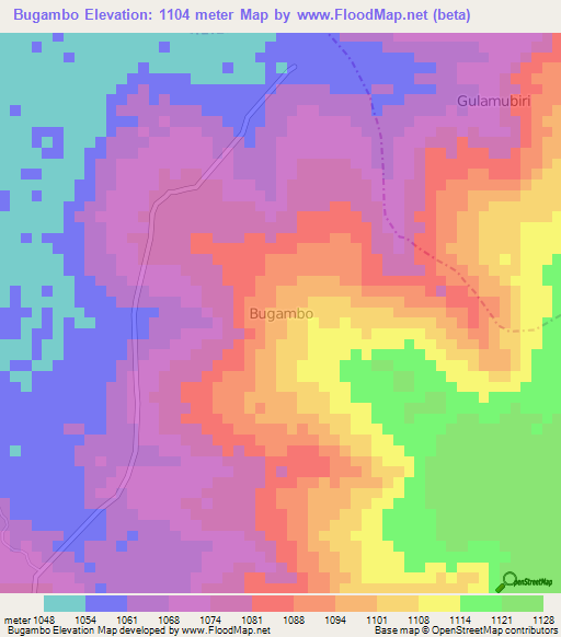 Bugambo,Uganda Elevation Map
