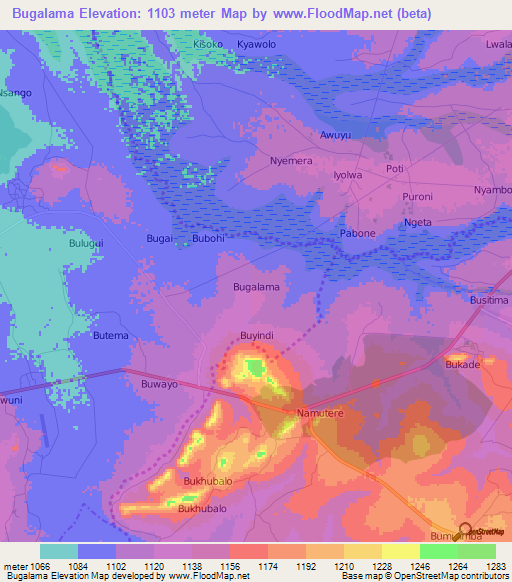 Bugalama,Uganda Elevation Map