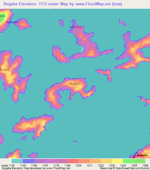 Bugaba,Uganda Elevation Map