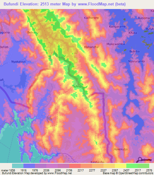Bufundi,Uganda Elevation Map