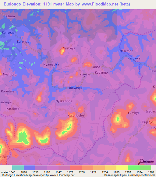 Budongo,Uganda Elevation Map