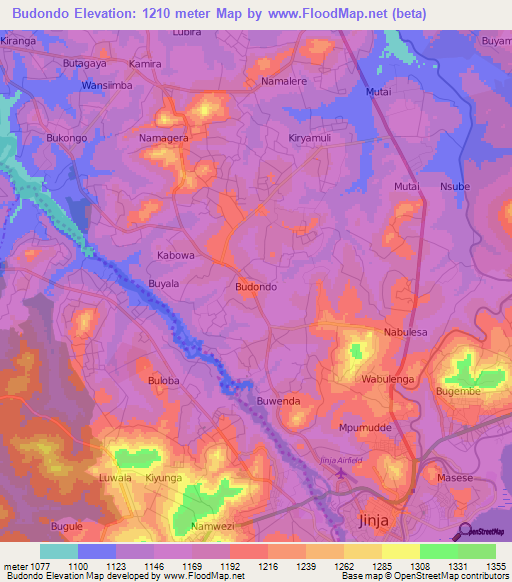 Budondo,Uganda Elevation Map