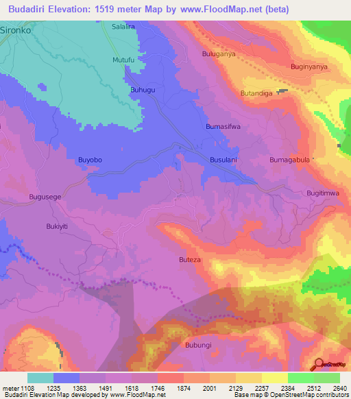 Budadiri,Uganda Elevation Map