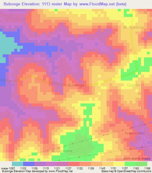 Bubonge,Uganda Elevation Map