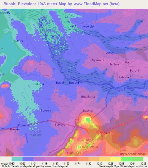 Bubohi,Uganda Elevation Map