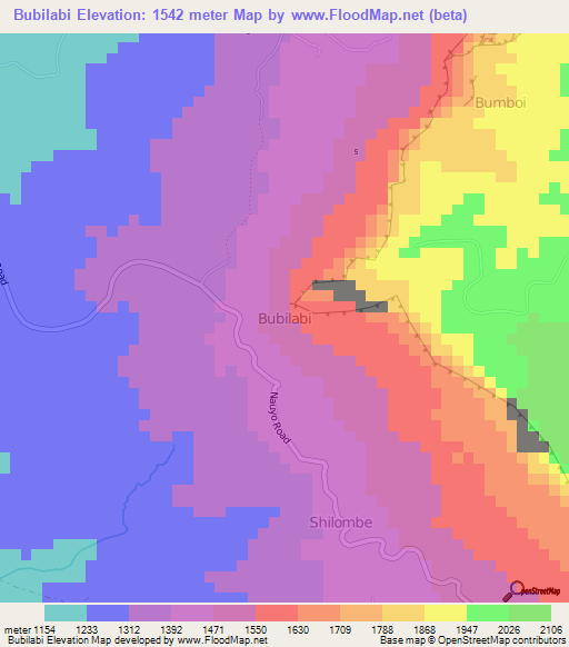 Bubilabi,Uganda Elevation Map