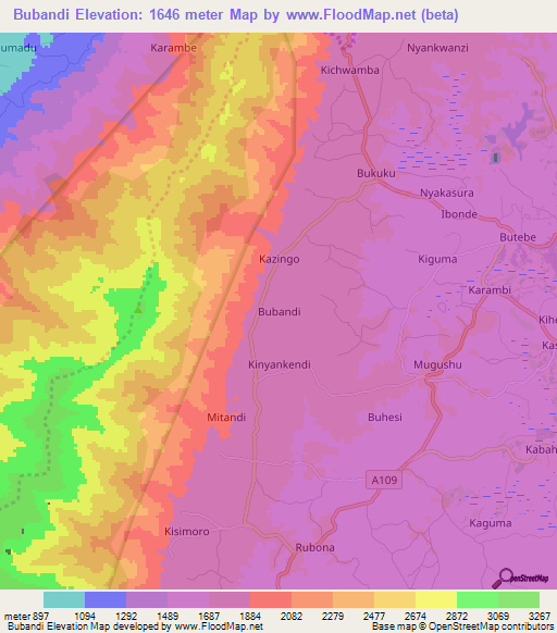 Bubandi,Uganda Elevation Map