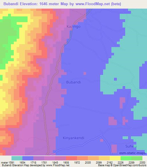 Bubandi,Uganda Elevation Map