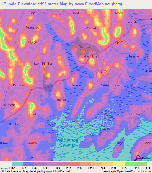 Bubale,Uganda Elevation Map