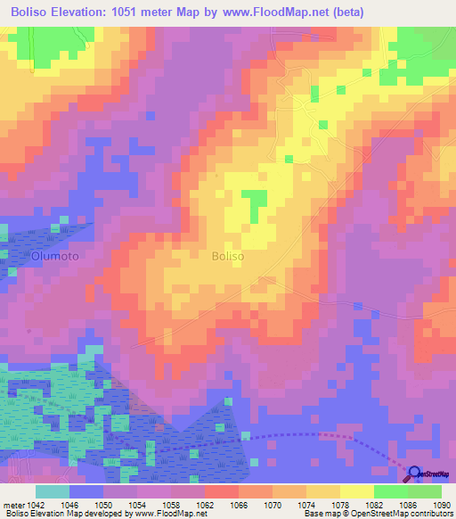 Boliso,Uganda Elevation Map