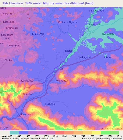Biti,Uganda Elevation Map