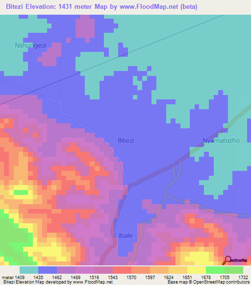 Bitezi,Uganda Elevation Map