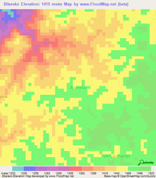 Bitereko,Uganda Elevation Map