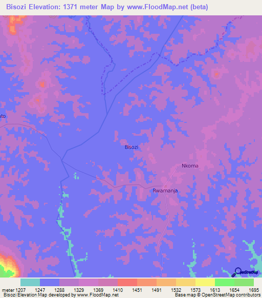Bisozi,Uganda Elevation Map