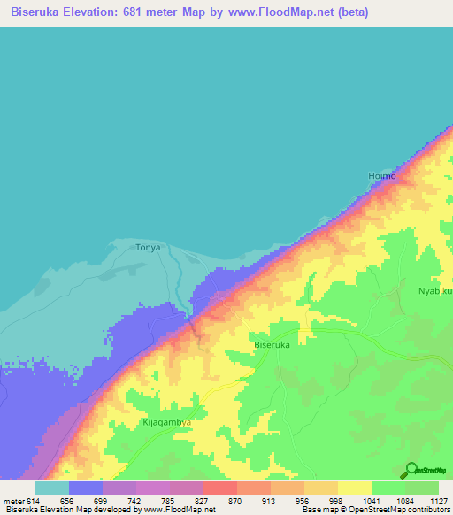 Biseruka,Uganda Elevation Map