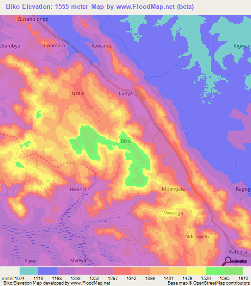 Biko,Uganda Elevation Map