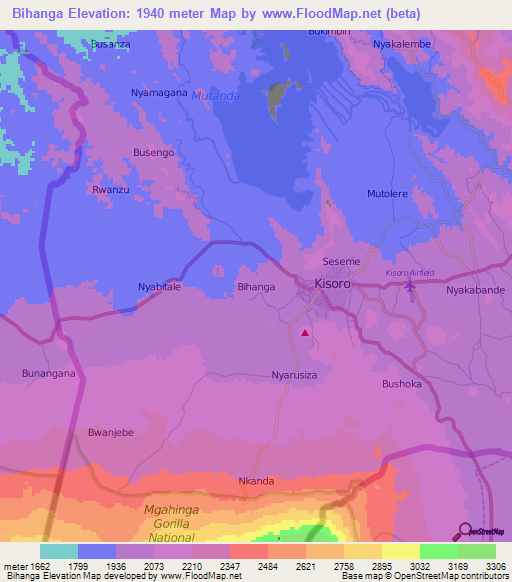 Bihanga,Uganda Elevation Map