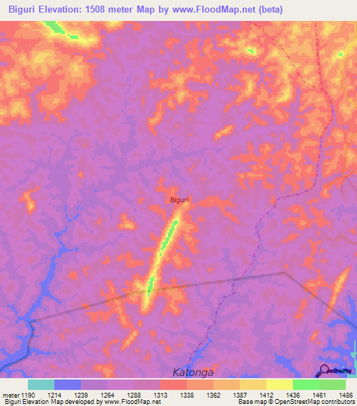 Biguri,Uganda Elevation Map