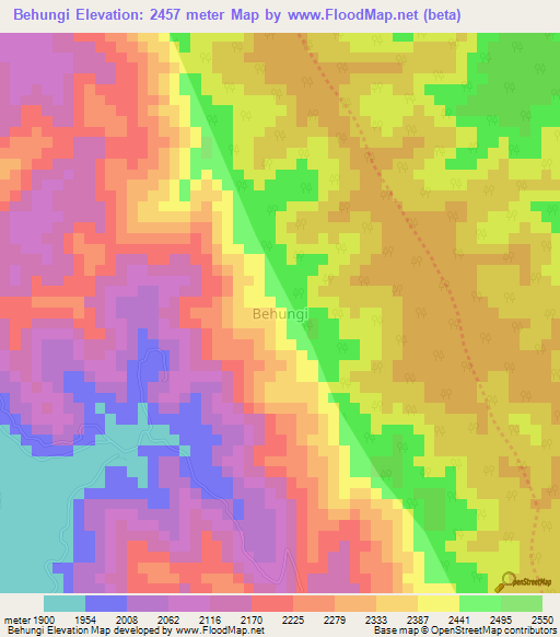 Behungi,Uganda Elevation Map