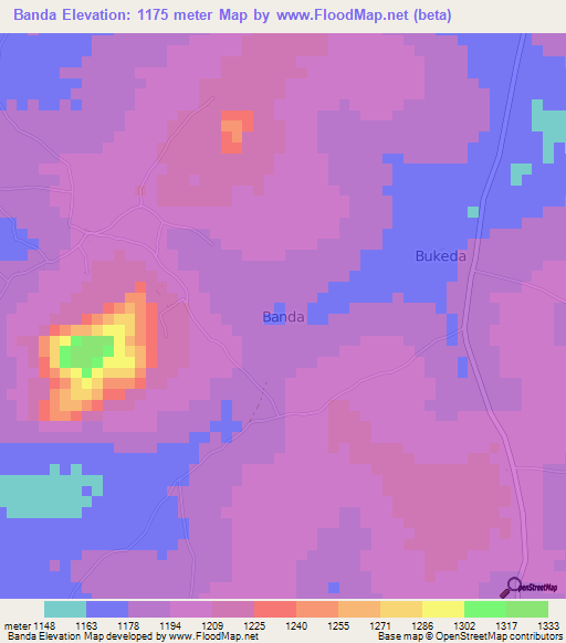 Banda,Uganda Elevation Map