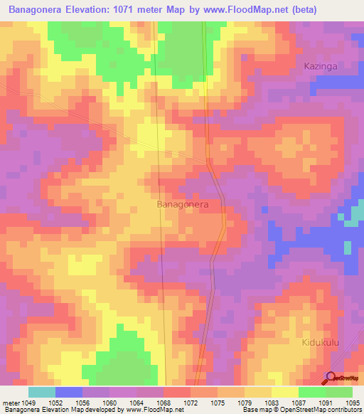 Banagonera,Uganda Elevation Map