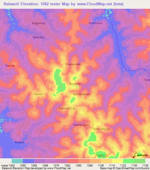 Balawoli,Uganda Elevation Map