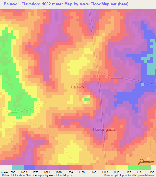 Balawoli,Uganda Elevation Map