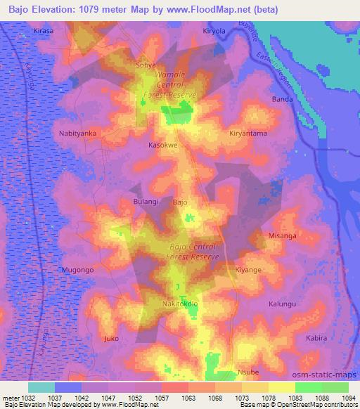 Bajo,Uganda Elevation Map