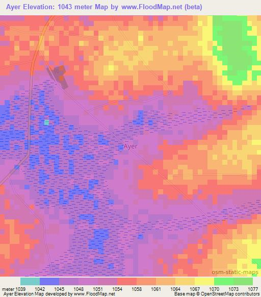 Ayer,Uganda Elevation Map