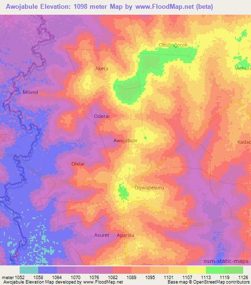 Awojabule,Uganda Elevation Map