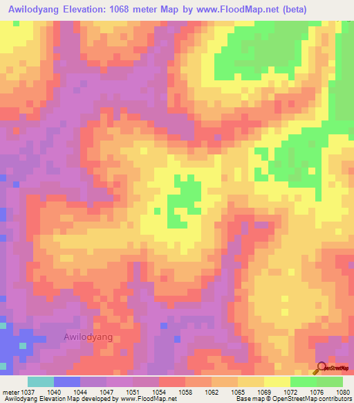 Awilodyang,Uganda Elevation Map