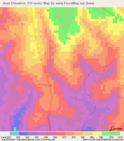 Aupi,Uganda Elevation Map