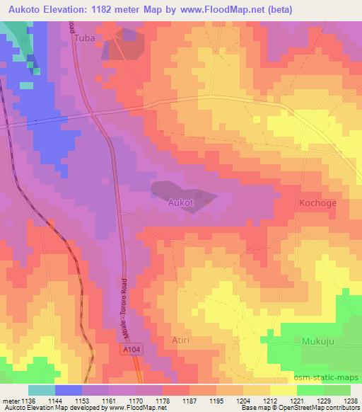 Aukoto,Uganda Elevation Map