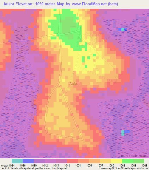 Aukot,Uganda Elevation Map